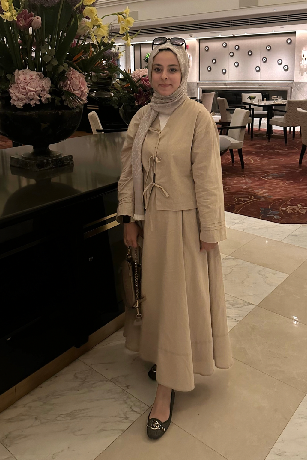 Bağlamalı Pamuk Keten Takım Krem