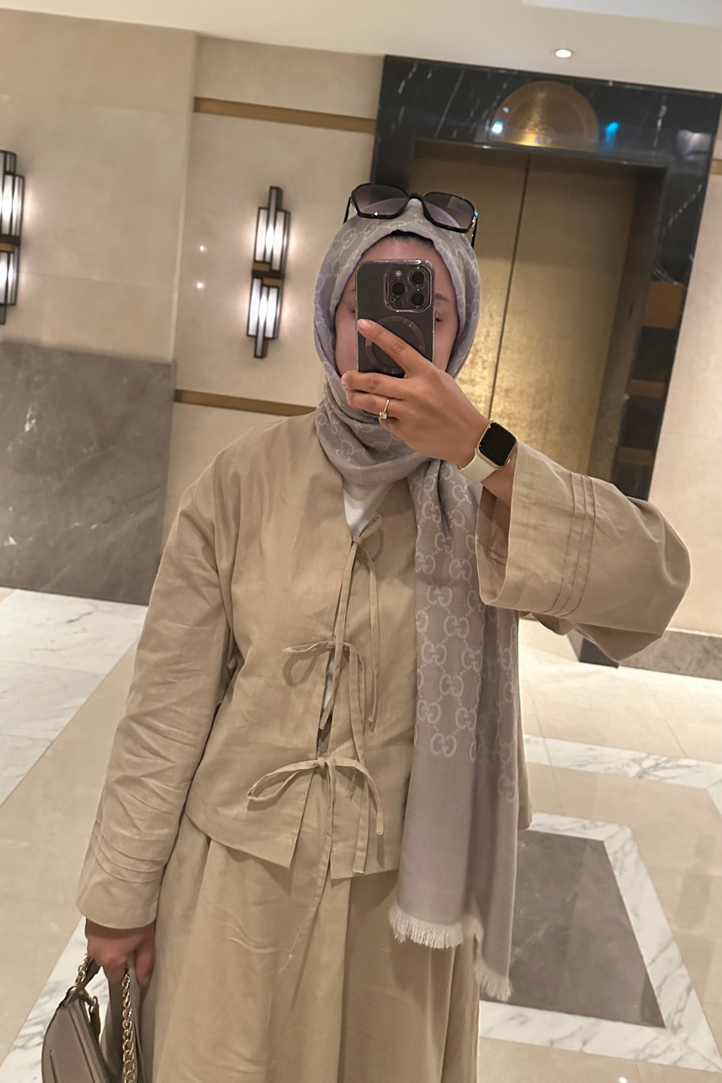 Bağlamalı Pamuk Keten Takım Krem