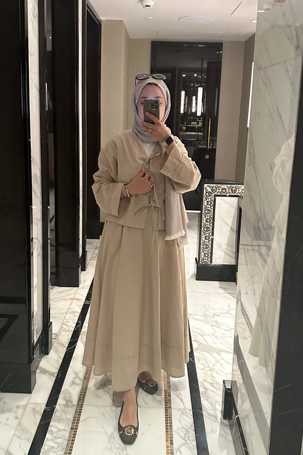 Bağlamalı Pamuk Keten Takım Krem