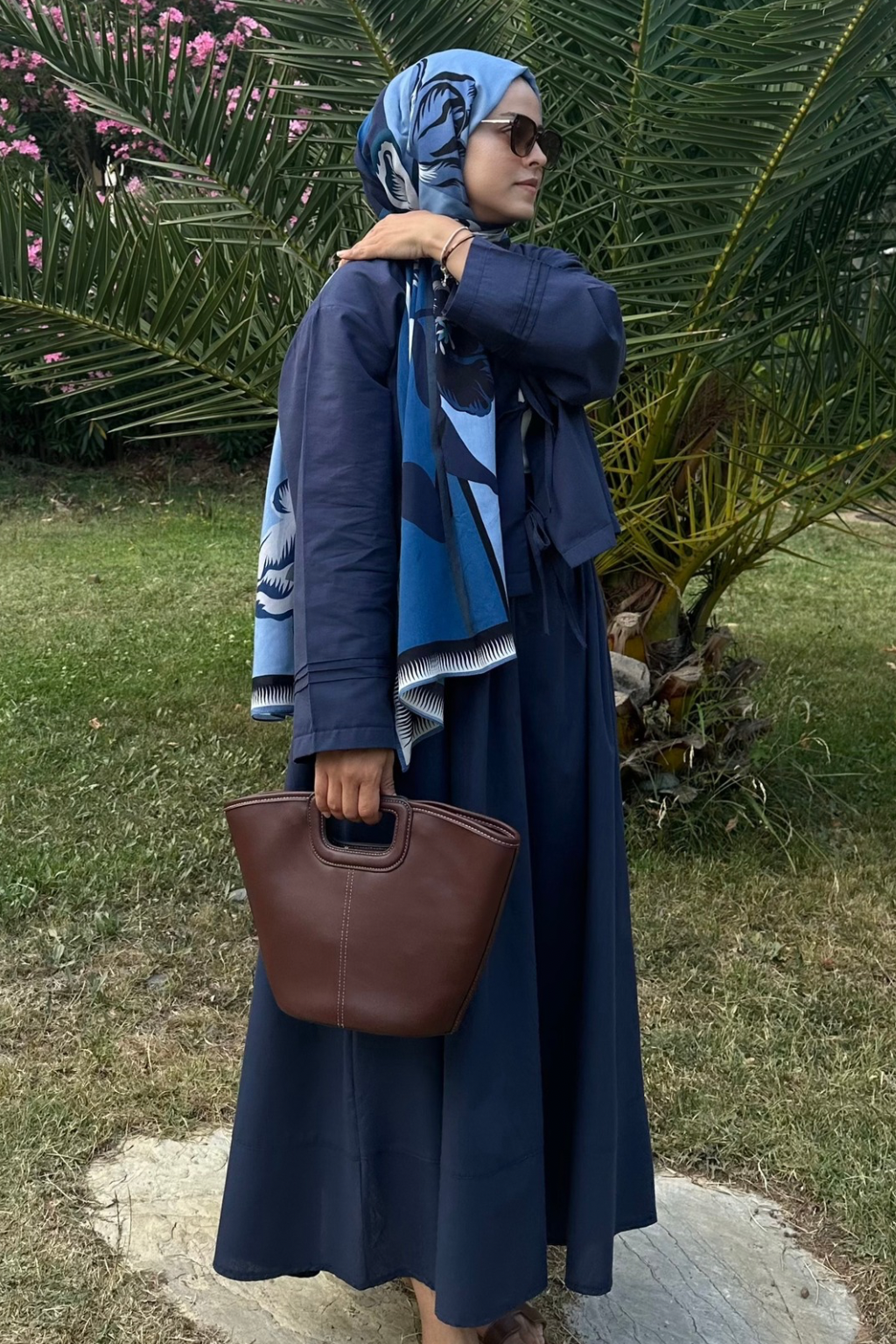 Bağlamalı Pamuk Keten Takım Lacivert