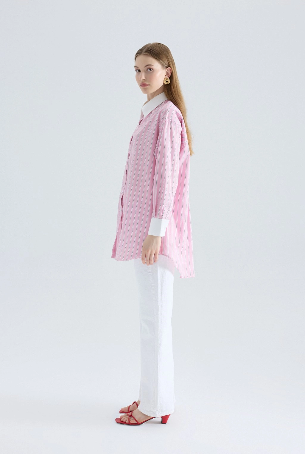 Beyaz Yaka Manşet Pembe
