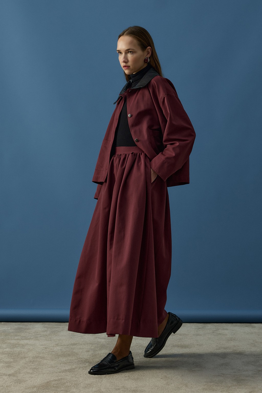 Büzgülü Pamuk Etek Bordo 