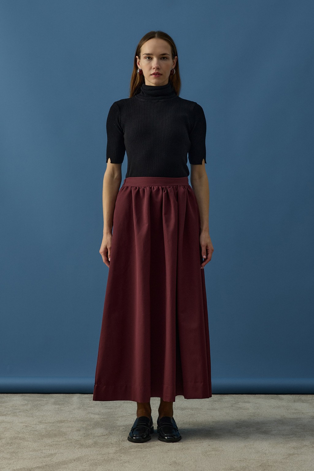 Büzgülü Pamuk Etek Bordo 