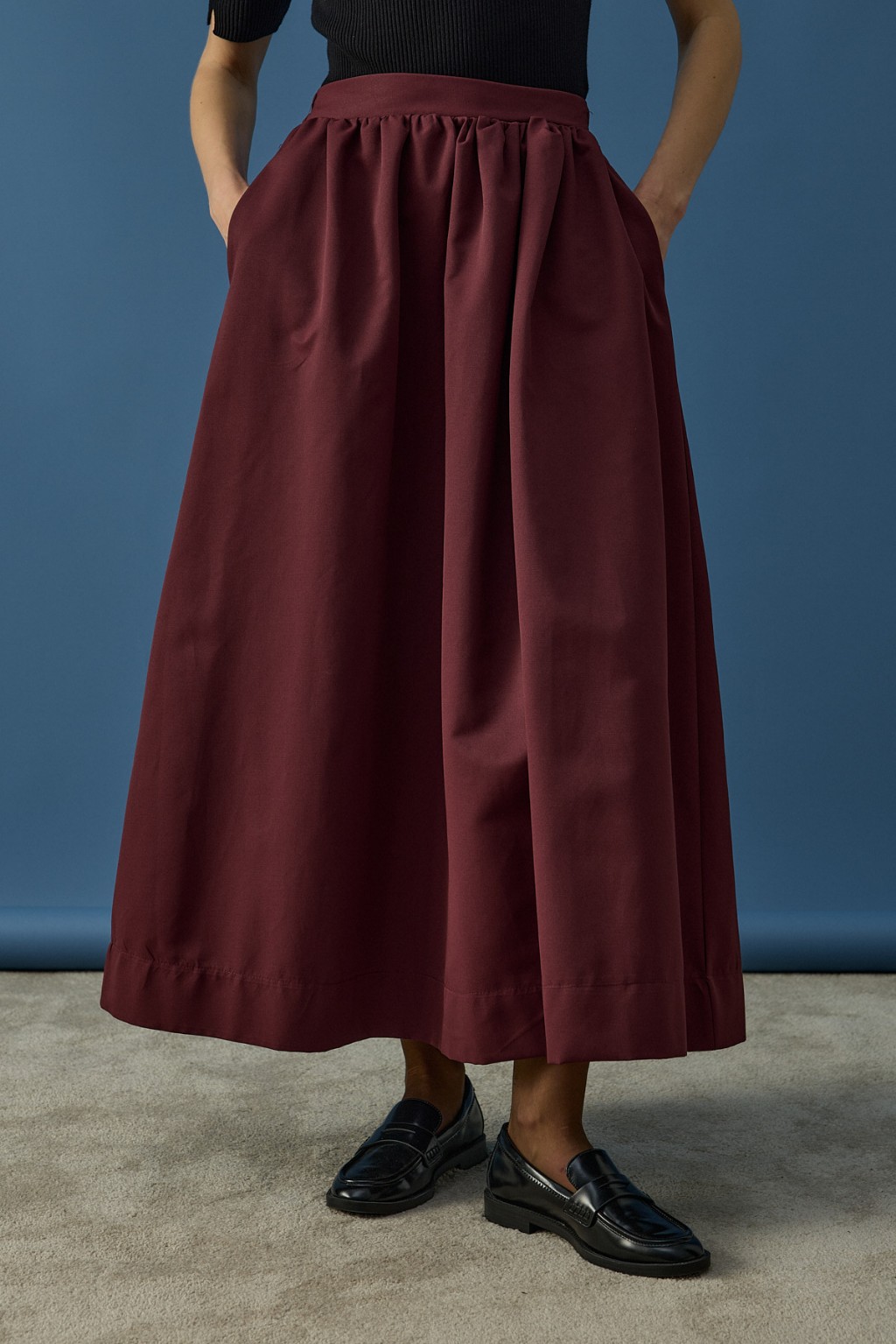 Büzgülü Pamuk Etek Bordo 