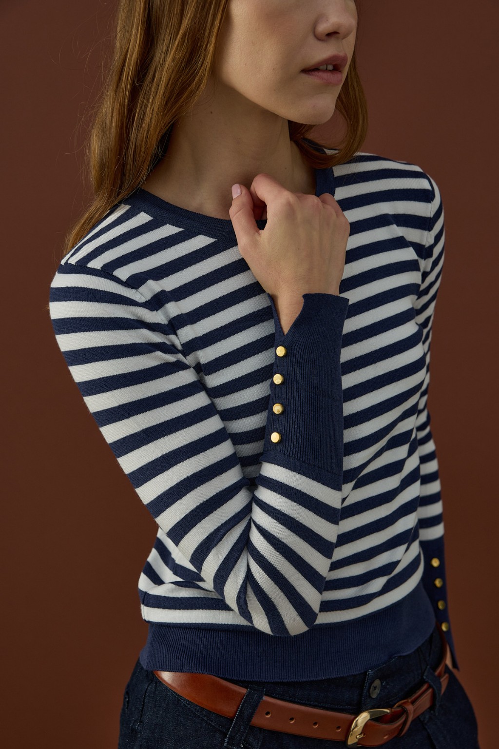 Çizgili Basic Triko Lacivert