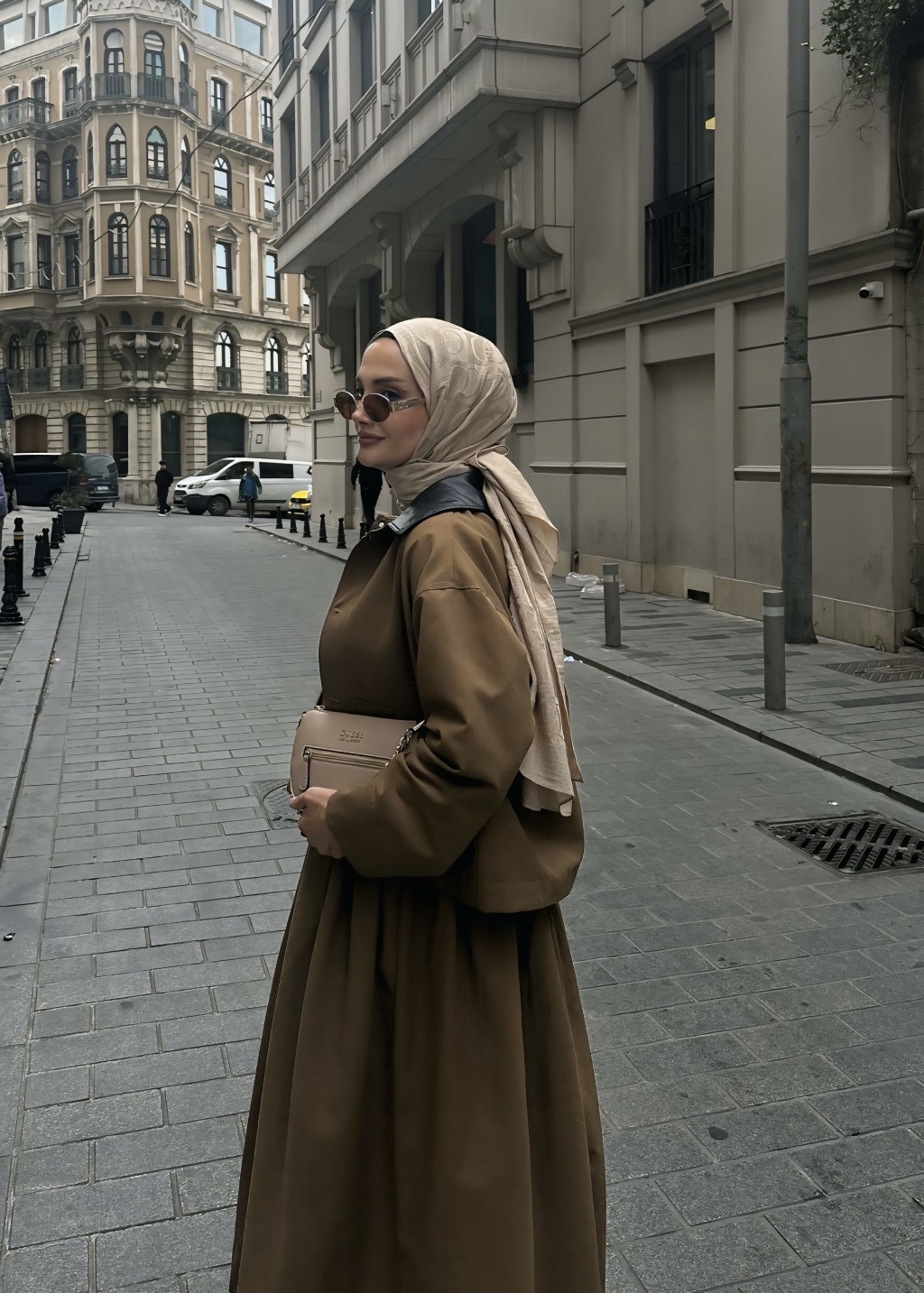 Deri Yaka Ceket  Haki