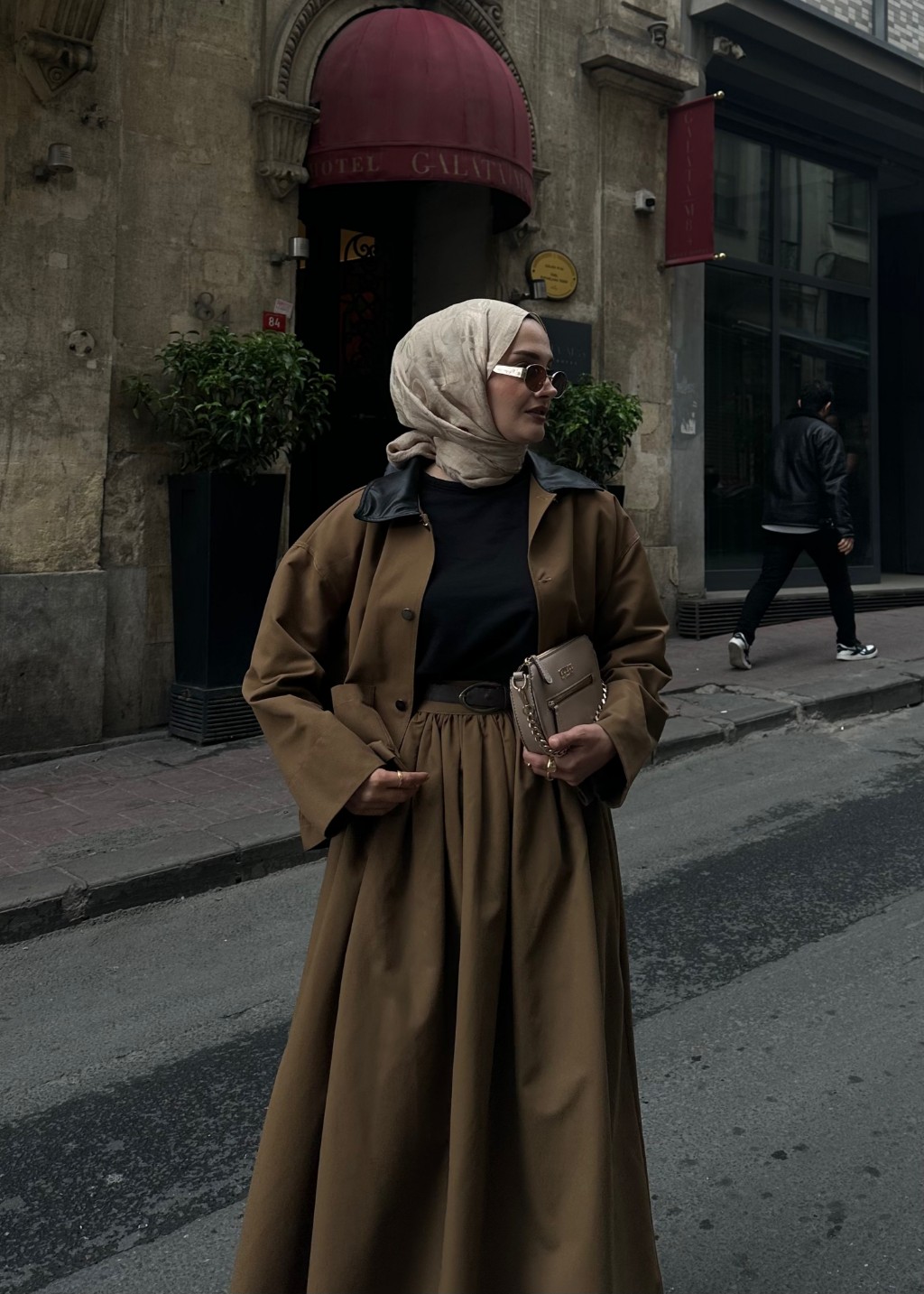 Deri Yaka Ceket  Haki