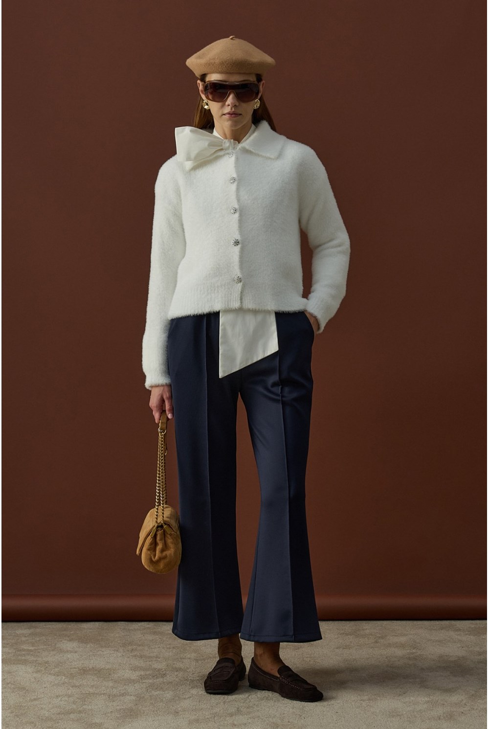 Düğme Detaylı Soft Hırka Beyaz