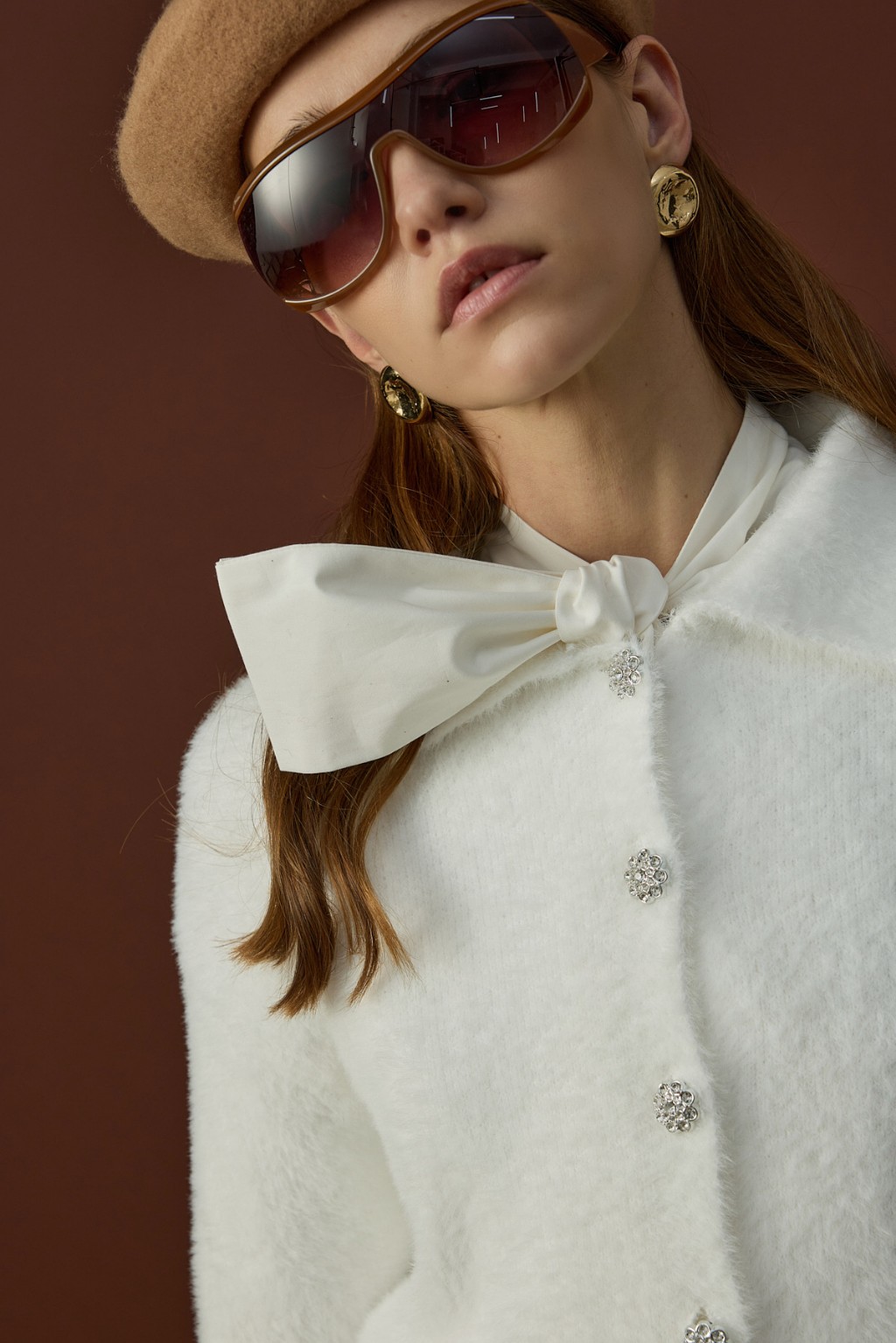 Düğme Detaylı Soft Hırka Beyaz