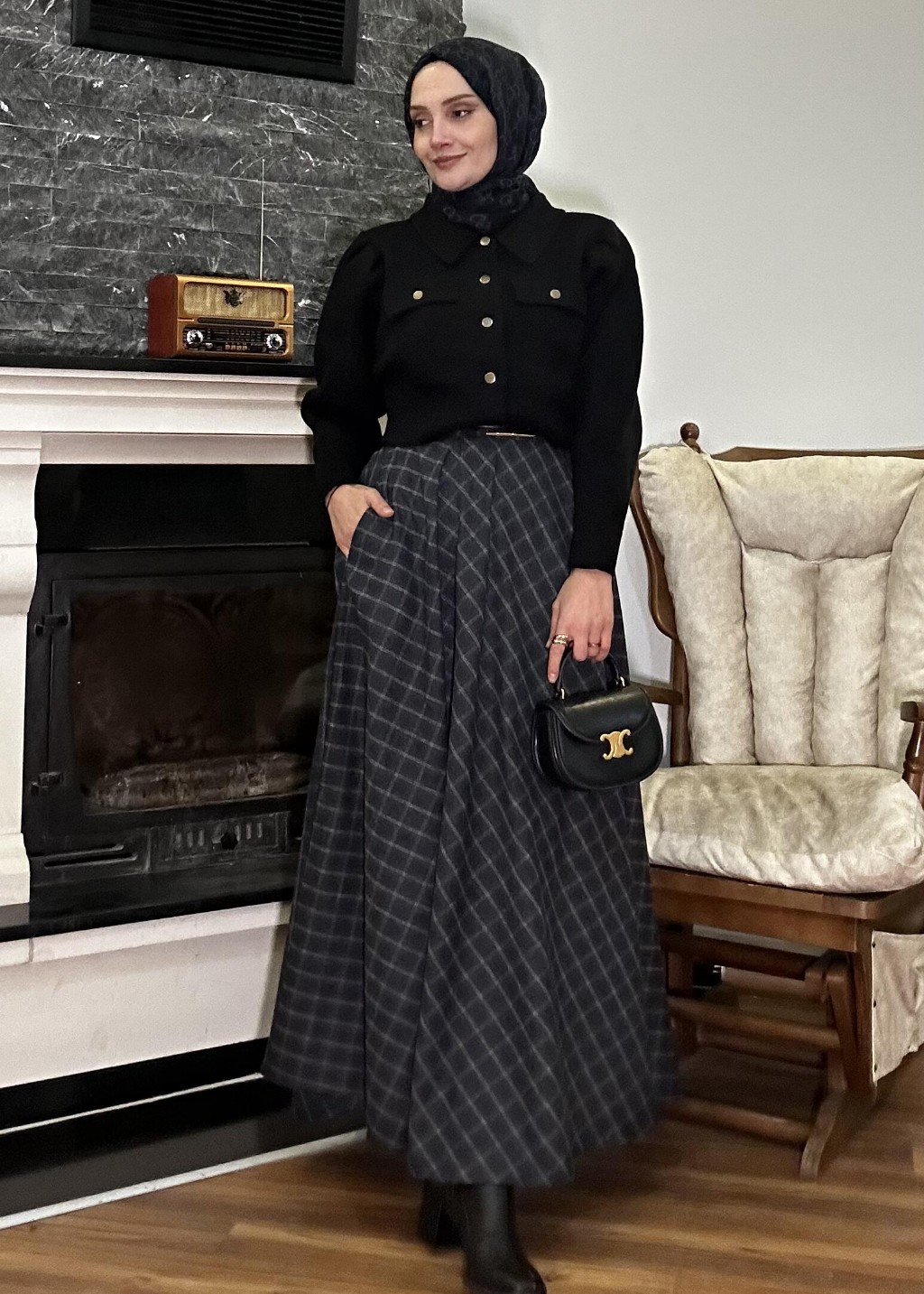 Ekose Kloş Etek Antrasit