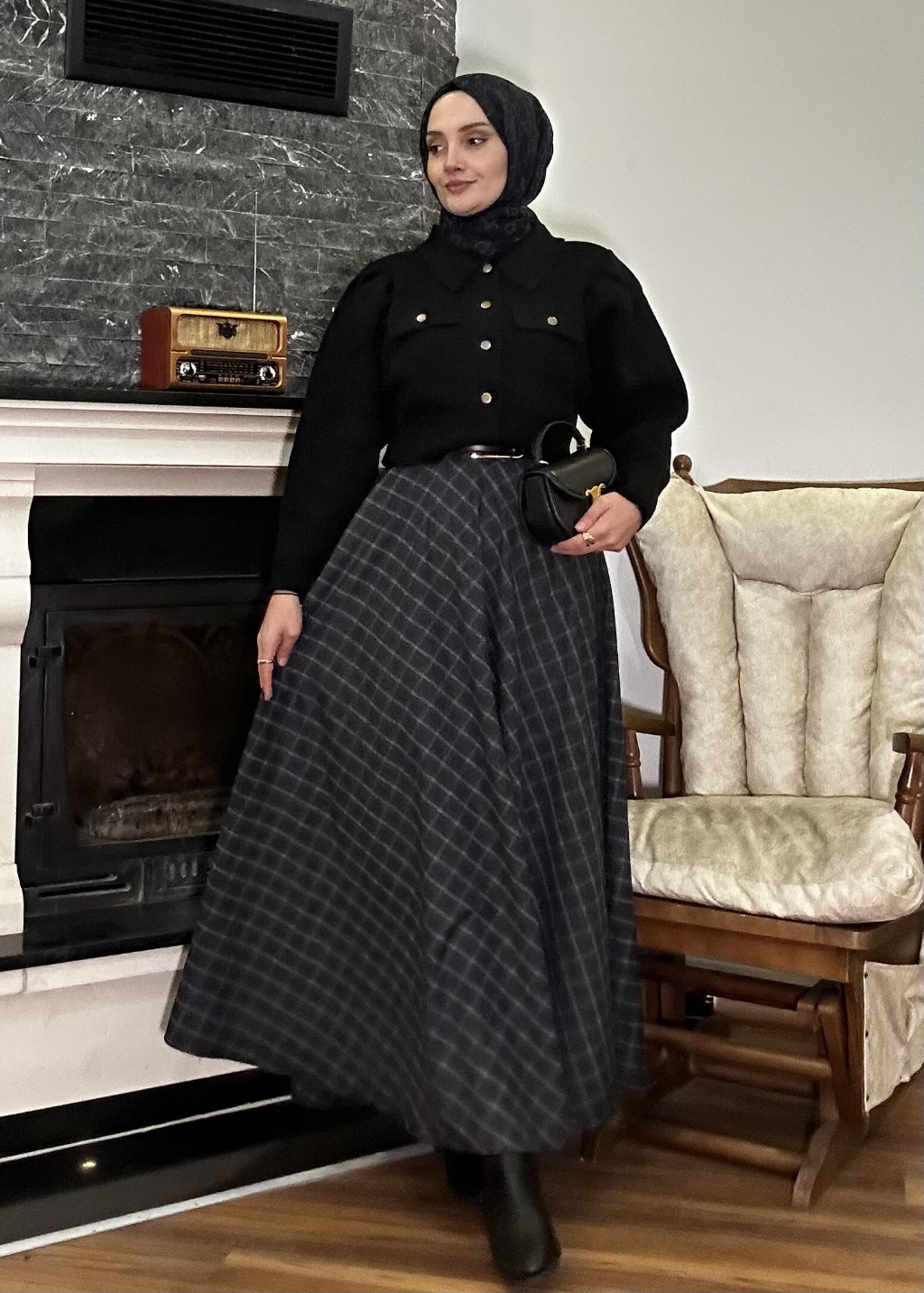 Ekose Kloş Etek Antrasit