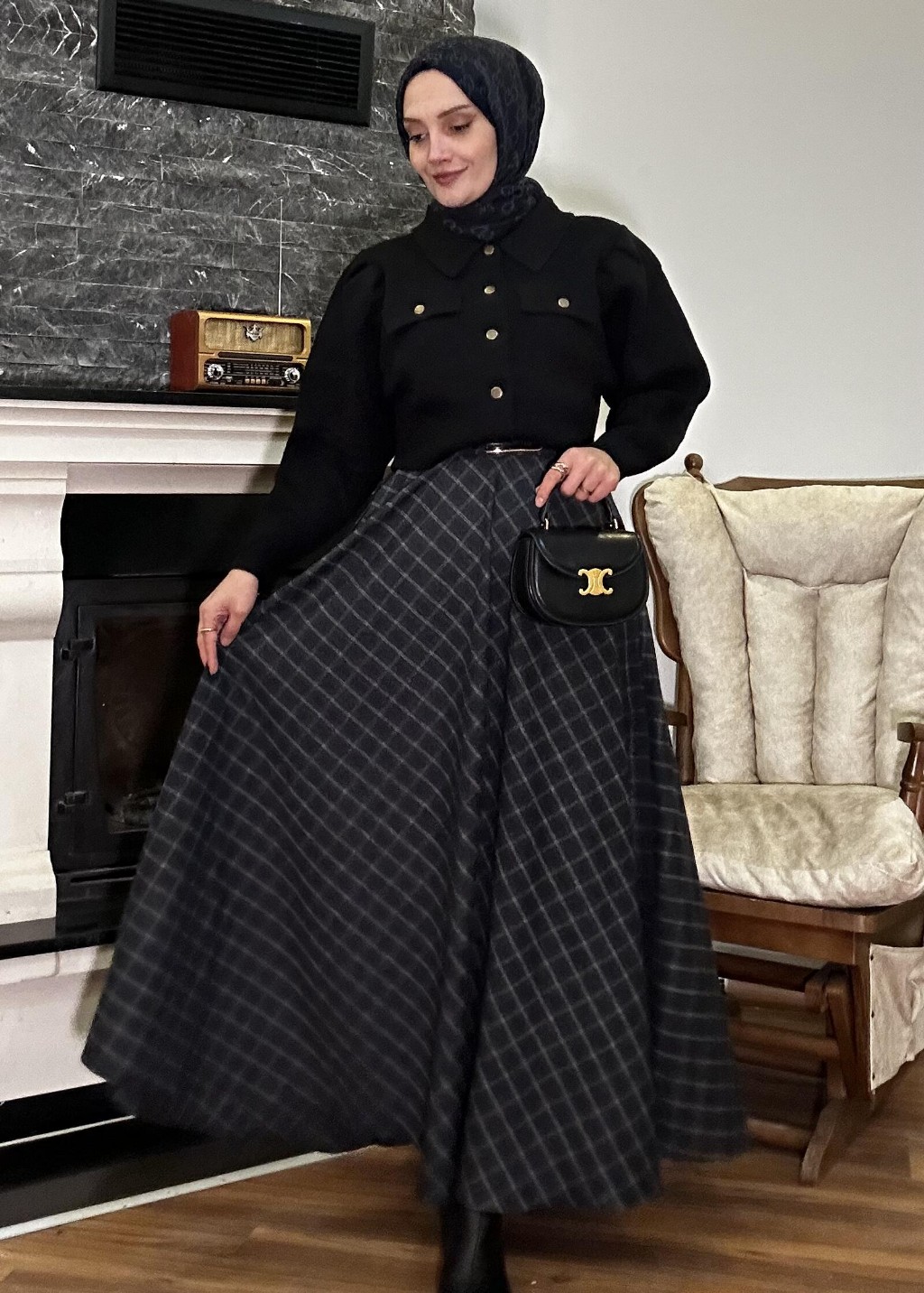 Ekose Kloş Etek Antrasit