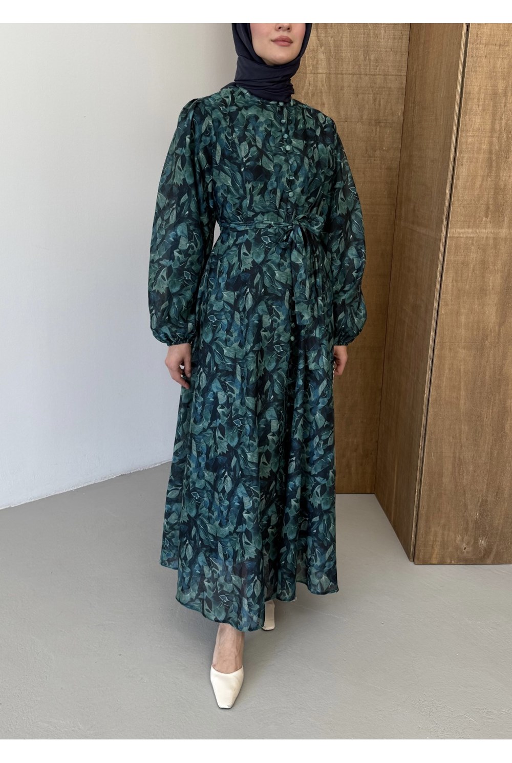 Floral Elbise Yeşil 
