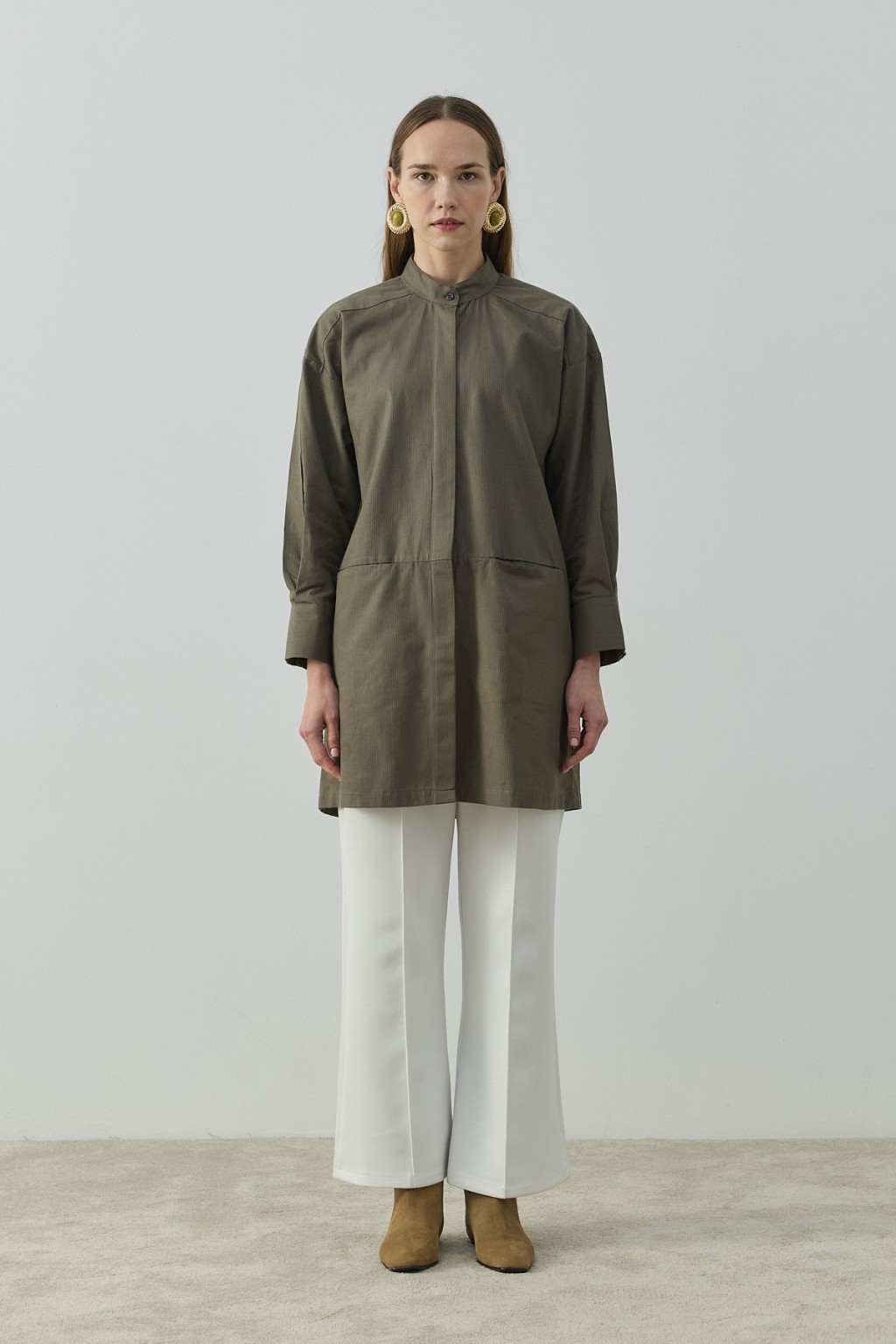 Gizli Cepli Hakim Yaka Gömlek Haki