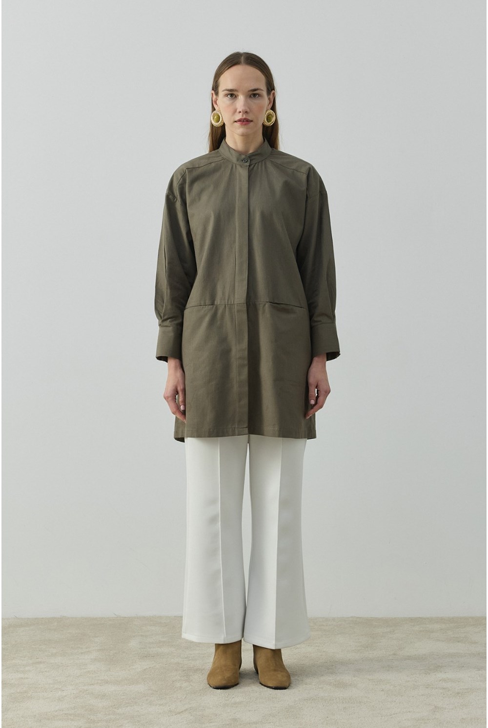 Gizli Cepli Hakim Yaka Gömlek Haki