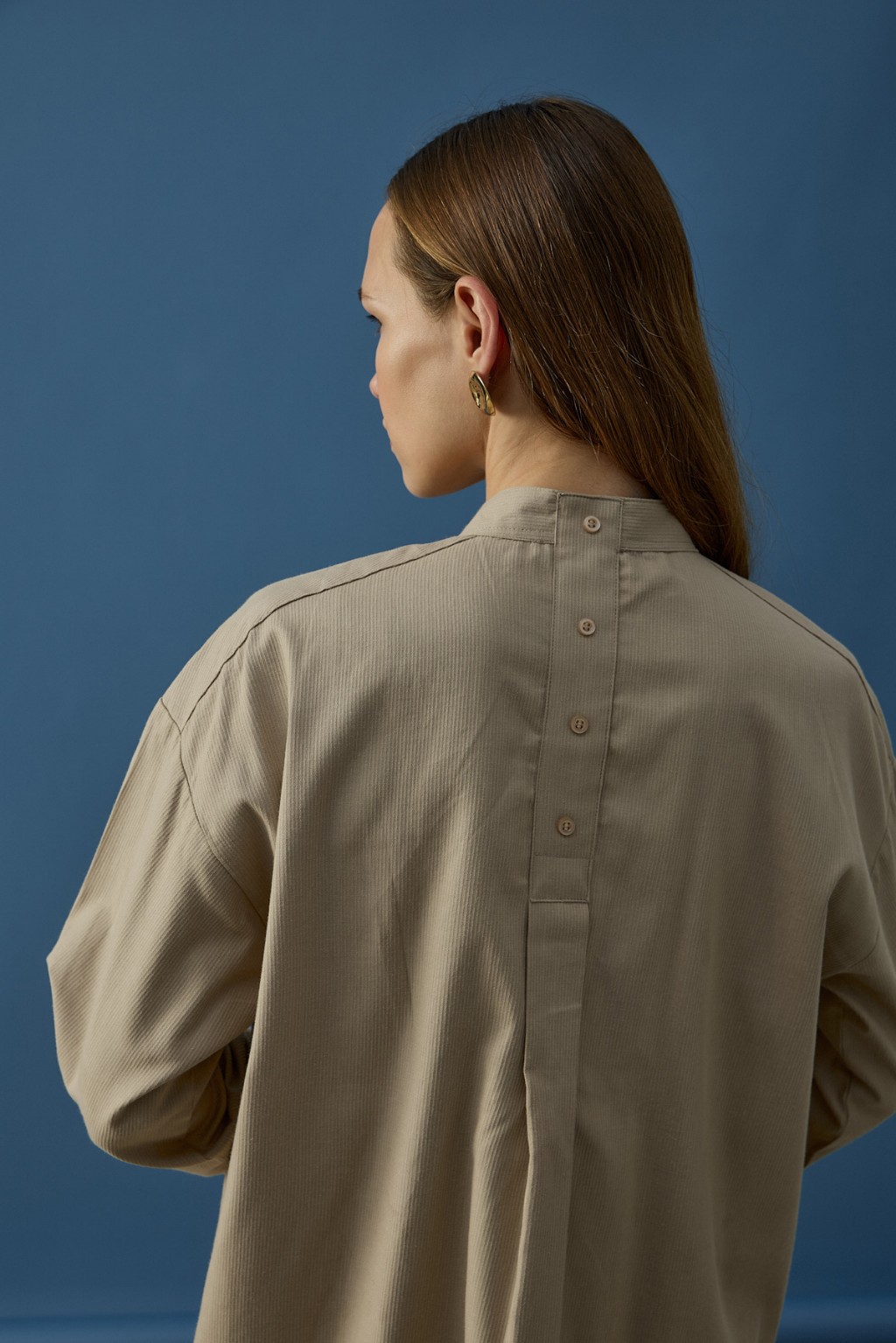 Gizli Cepli Hakim Yaka Gömlek Krem 