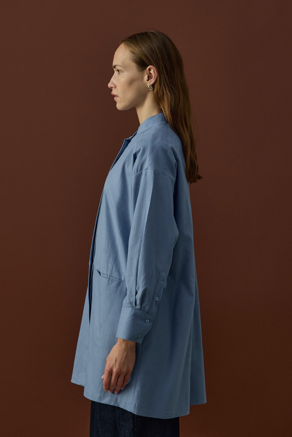 Gizli Cepli Hakim Yaka Gömlek Mavi