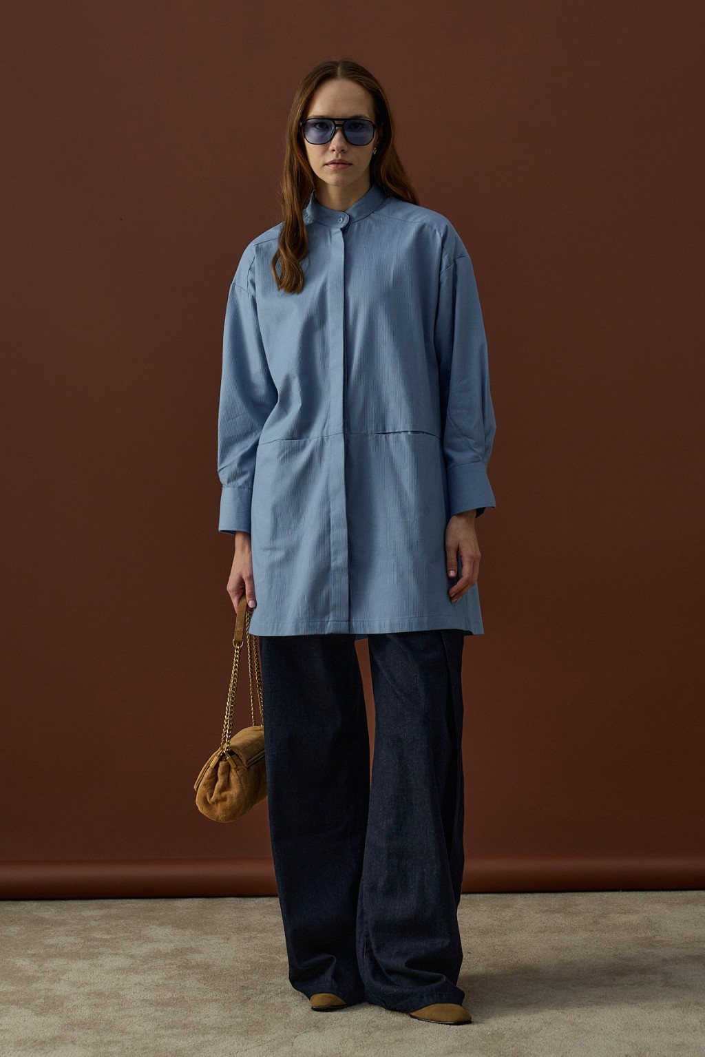 Gizli Cepli Hakim Yaka Gömlek Mavi