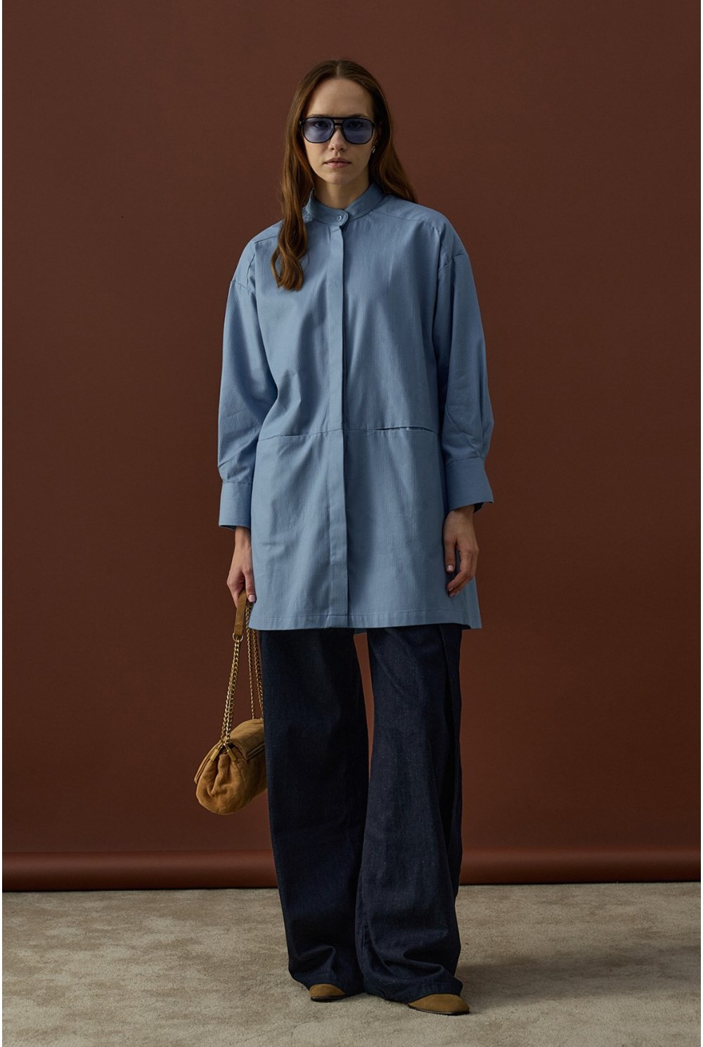 Gizli Cepli Hakim Yaka Gömlek Mavi