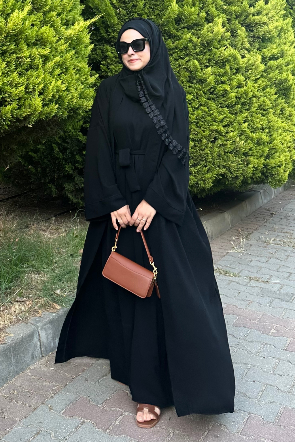  Cupra İç Elbiseli Abaya Siyah 