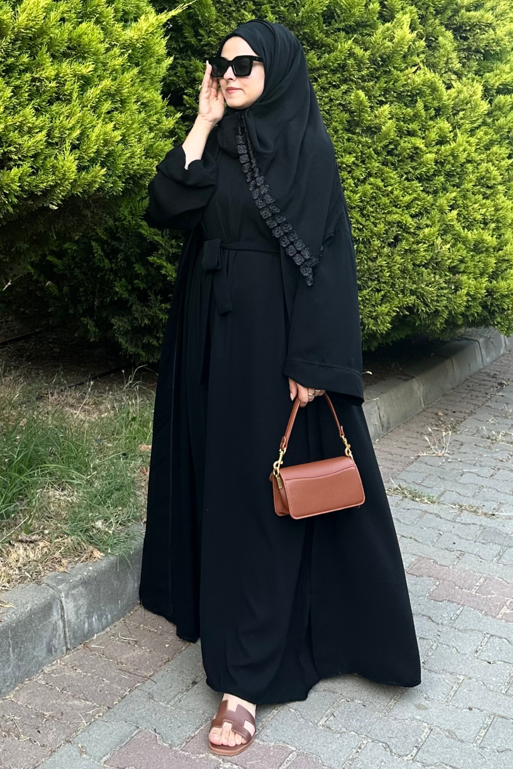  Cupra İç Elbiseli Abaya Siyah 