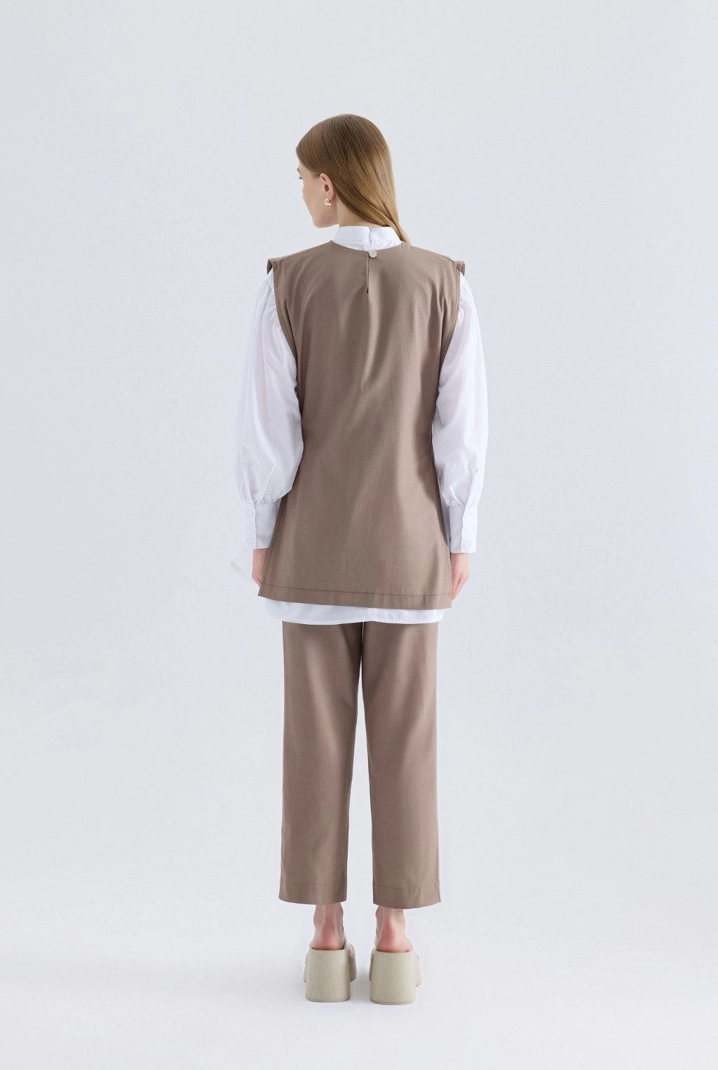 İkili Gömlek Keten Kahve