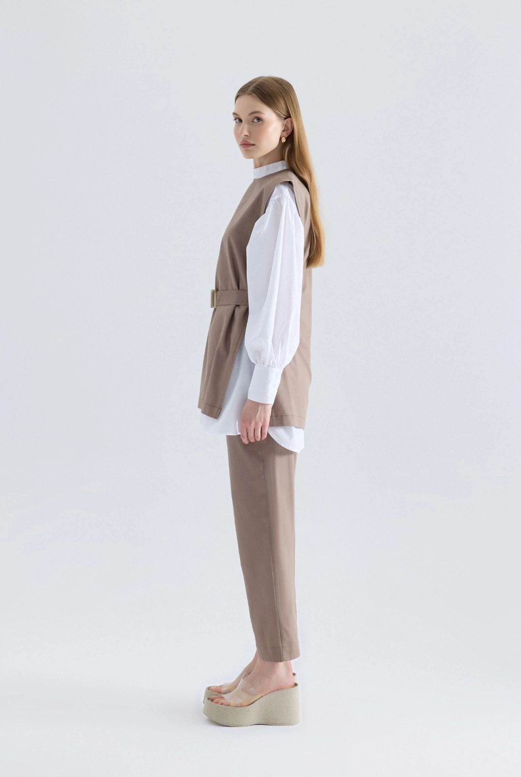 İkili Gömlek Keten Kahve