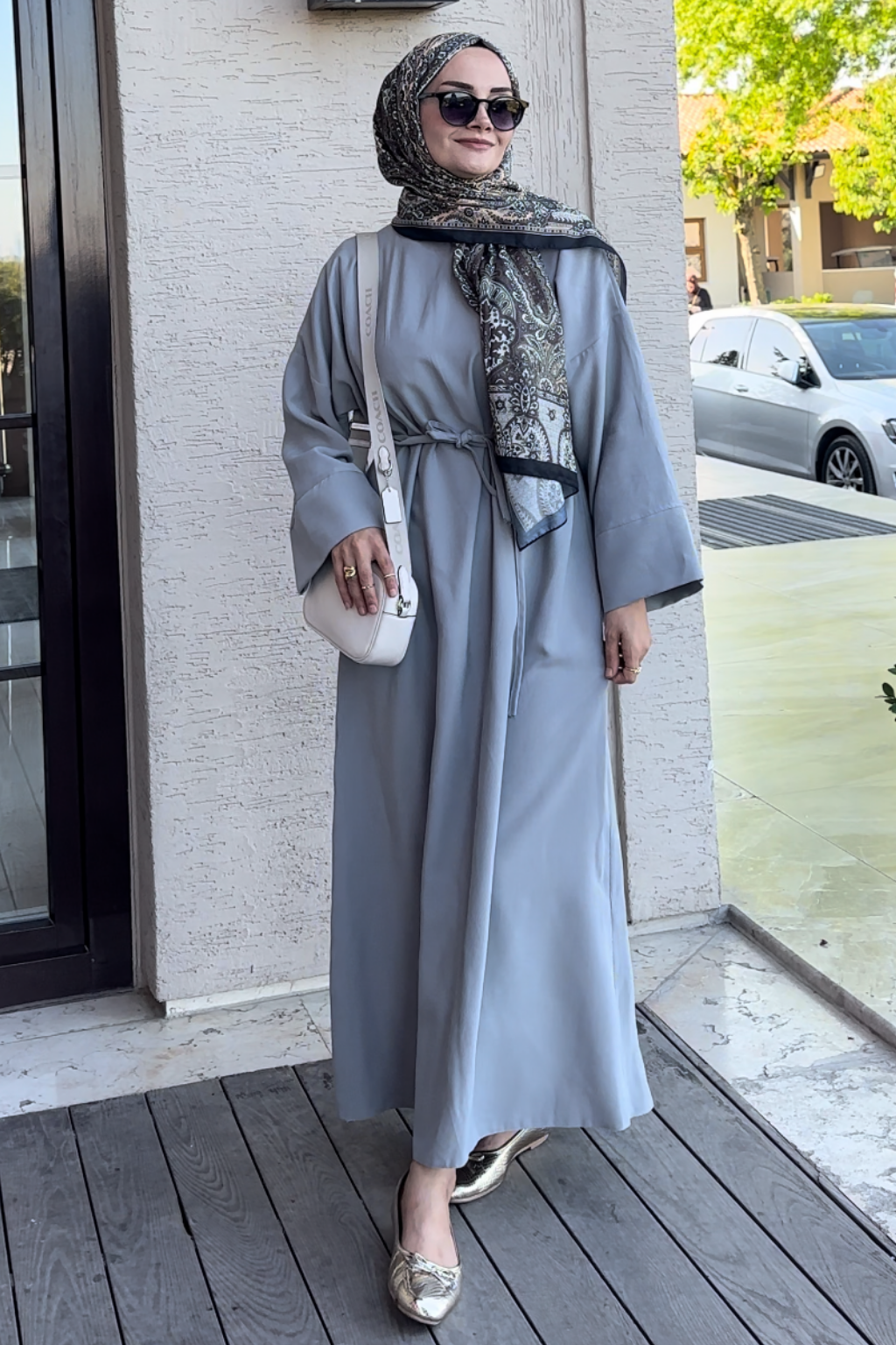 İnce Modal Relax Elbise Gri