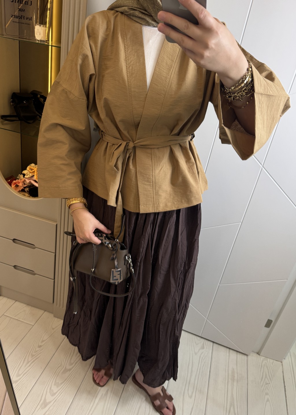 Kısa Kraş Kimono Camel 