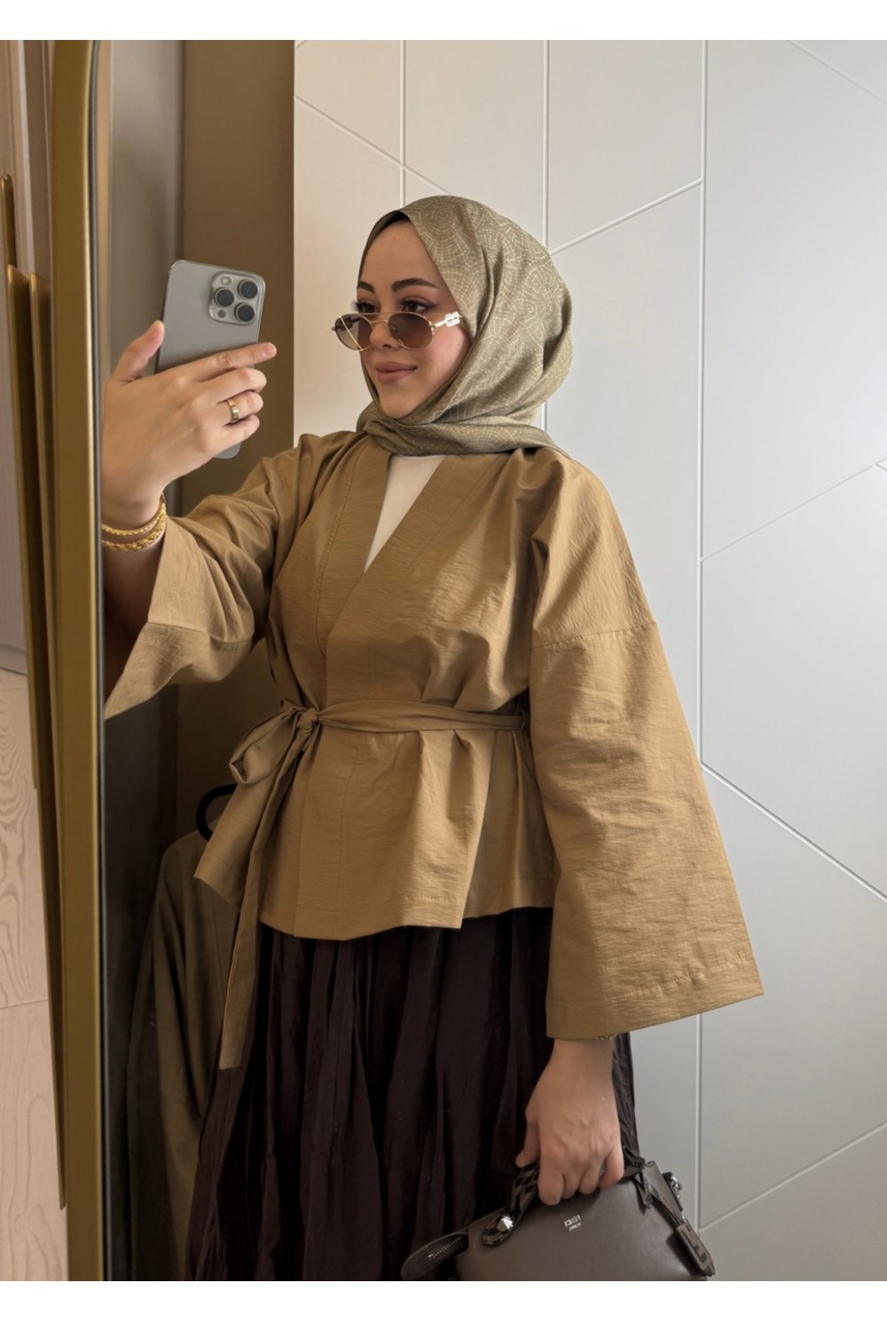 Kısa Kraş Kimono Camel 