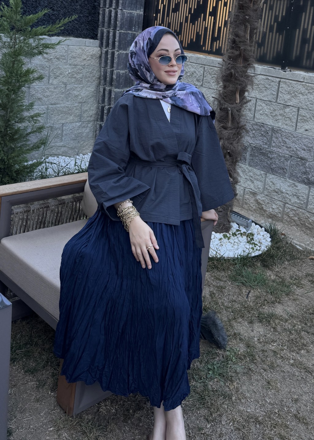 Kısa Kraş Kimono Lacivert