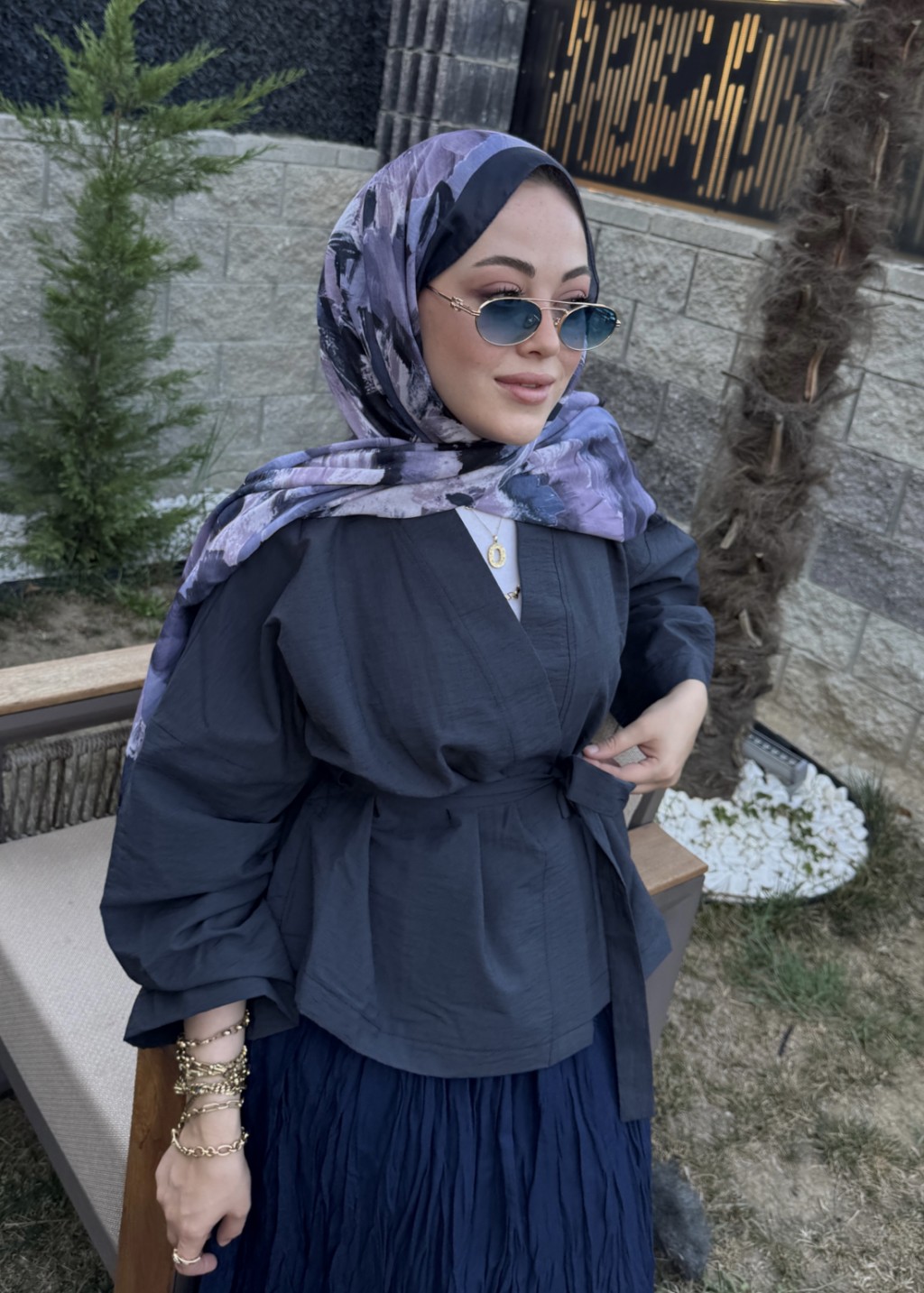 Kısa Kraş Kimono Lacivert