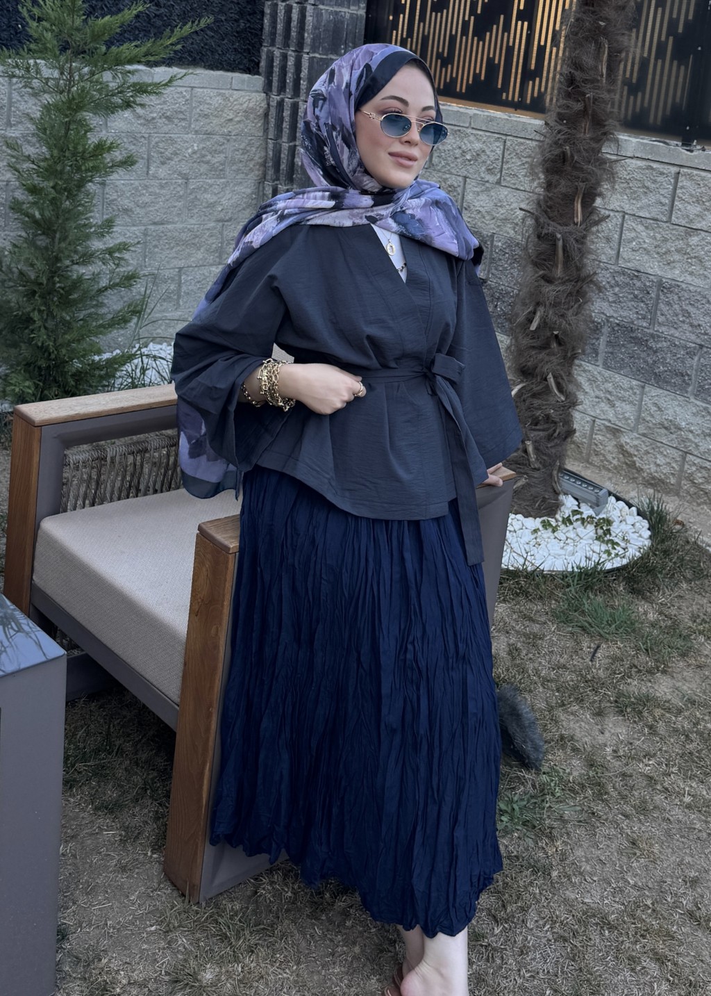 Kısa Kraş Kimono Lacivert