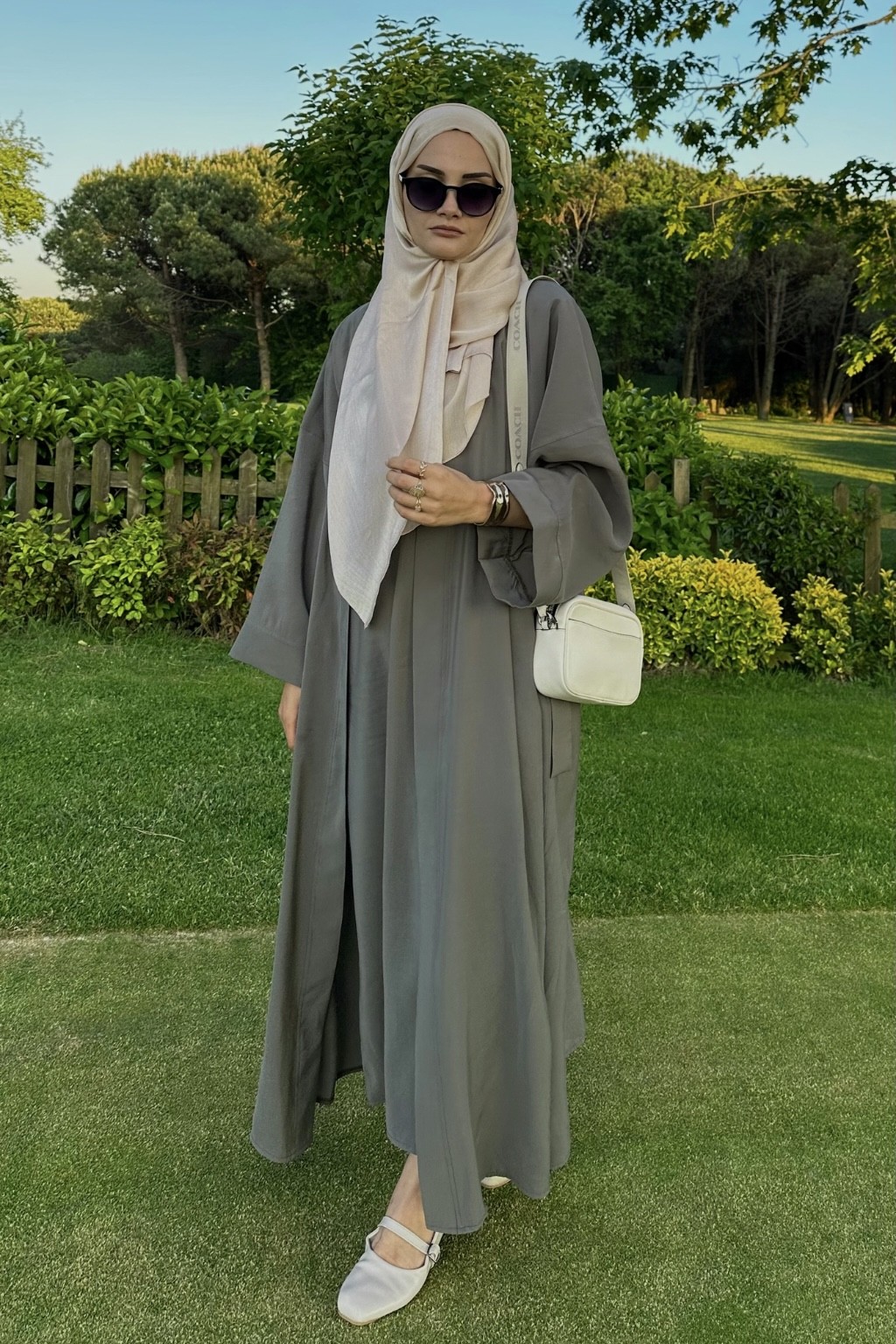 Cupra İç Elbiseli Abaya Haki