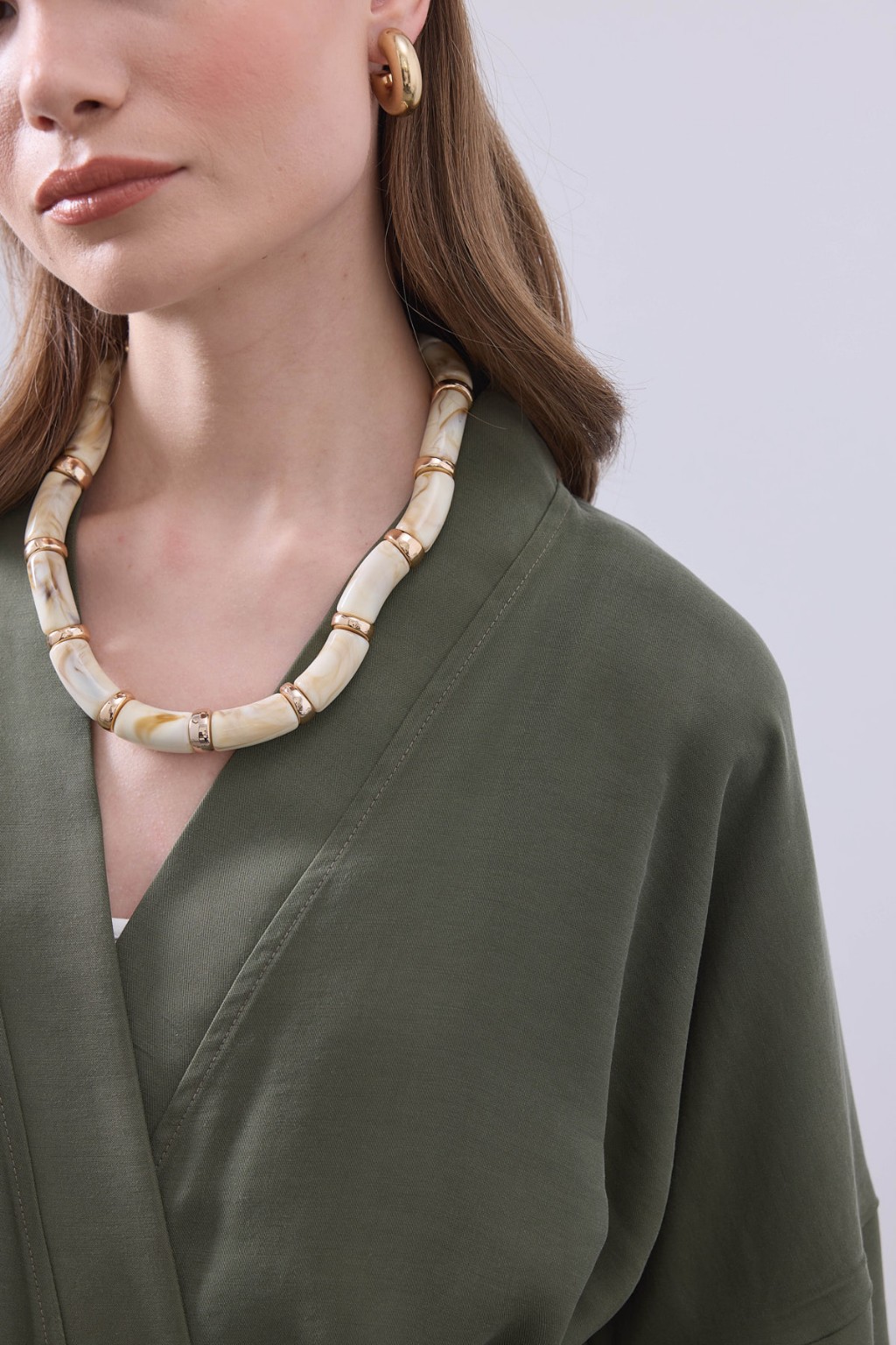 Modal Uzun Kimono Ferace Takım Haki