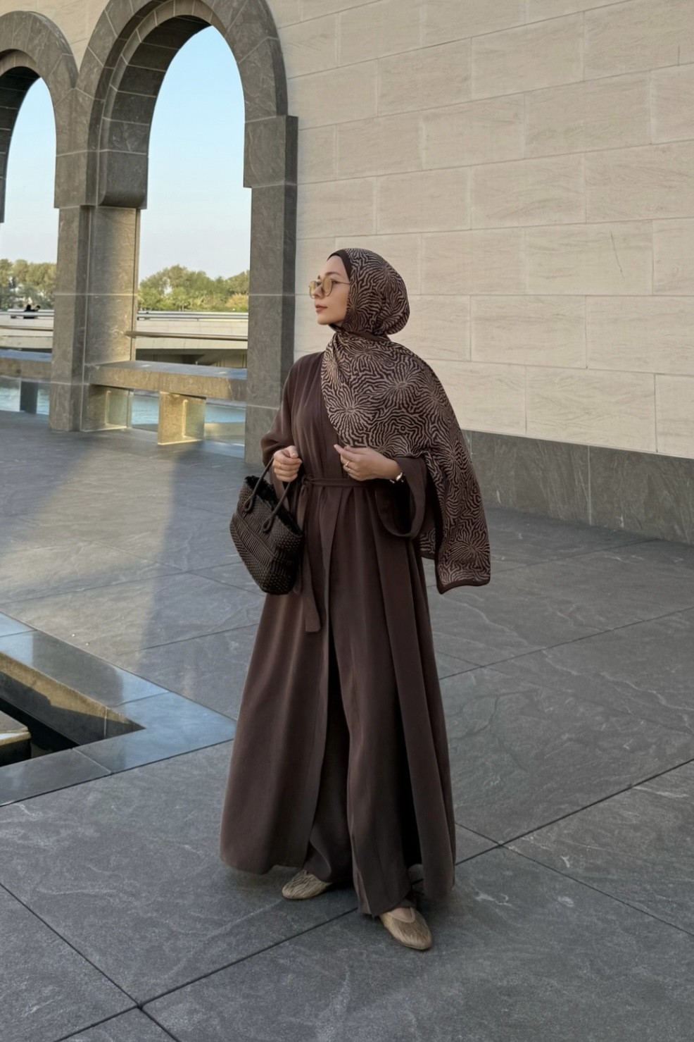 Modal Uzun Kimono Ferace Takım Kahverengi