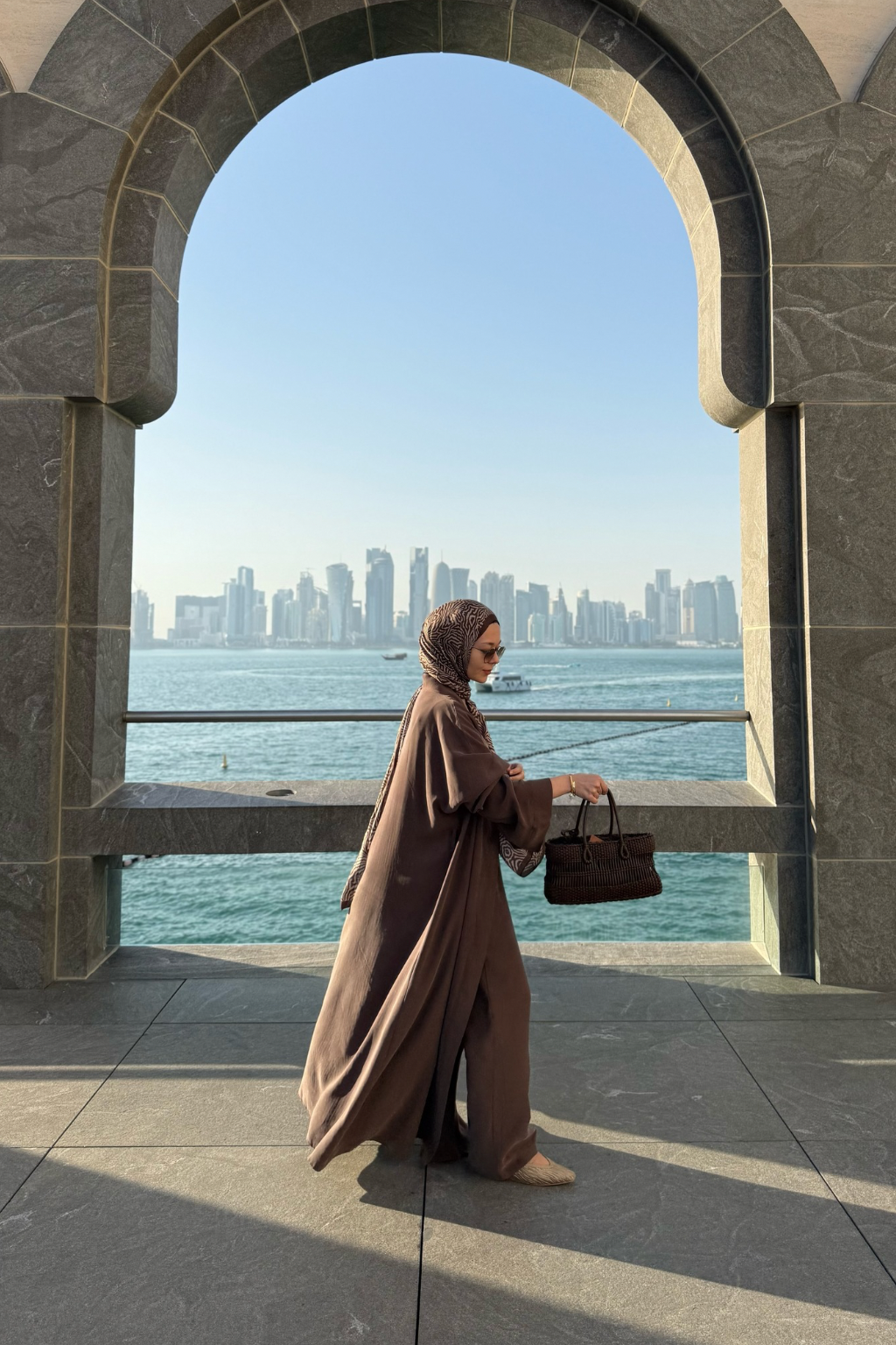 Modal Uzun Kimono Ferace Takım Kahverengi