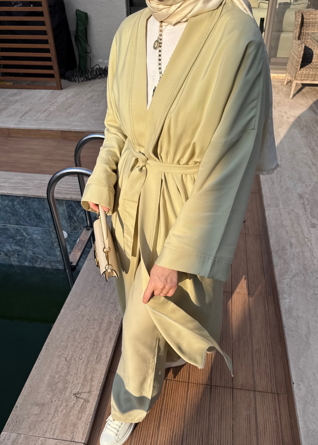 Modal Uzun Kimono Ferace Takım Lime