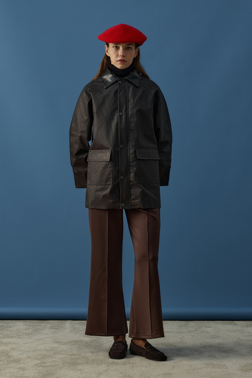 Mum  Görünümlü Deri Yaka Ceket Acı Kahve