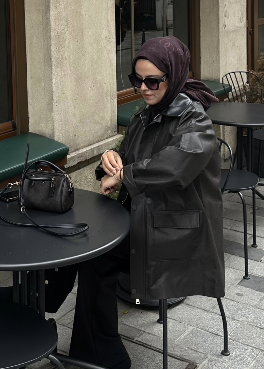 Mum  Görünümlü Deri Yaka Ceket Acı Kahve