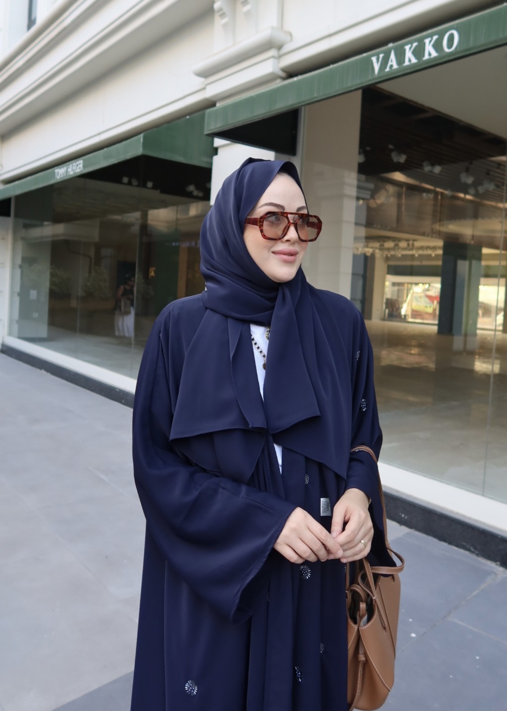 Naira Abaya Lacivert Küçük Desen 