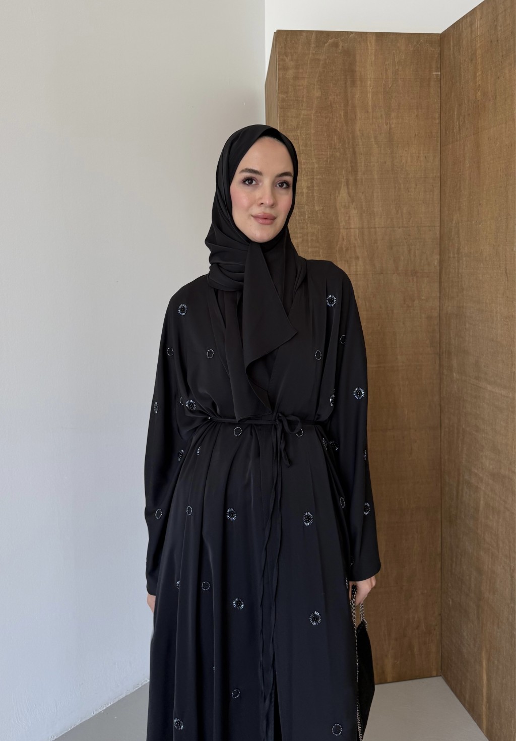 Naira Abaya Siyah Küçük Desen 
