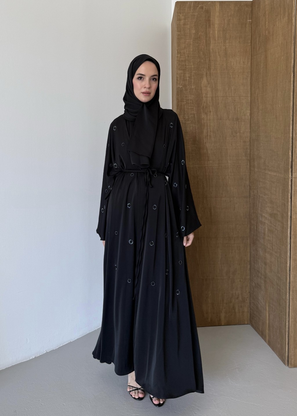 Naira Abaya Siyah Küçük Desen 