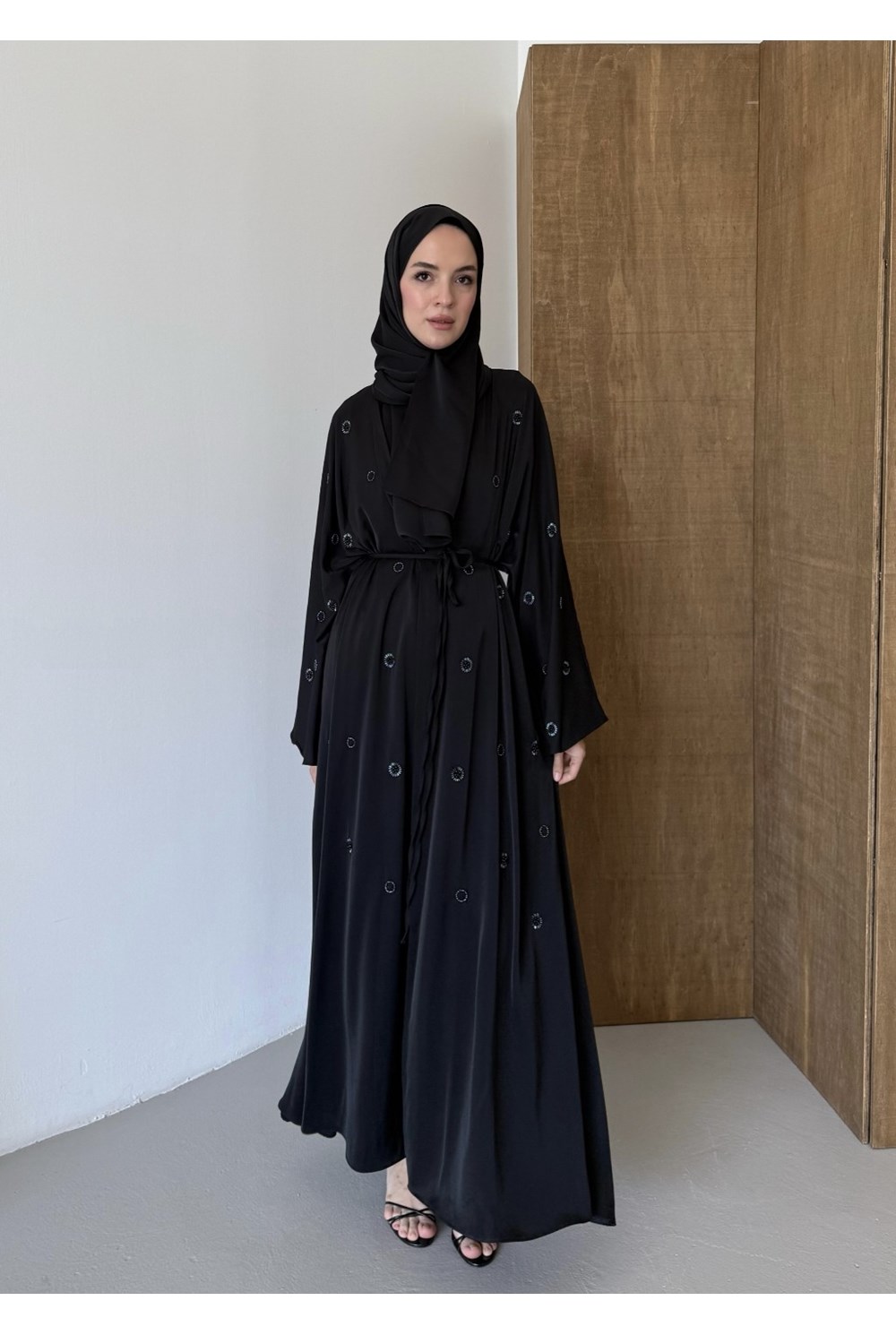 Naira Abaya Siyah Küçük Desen 