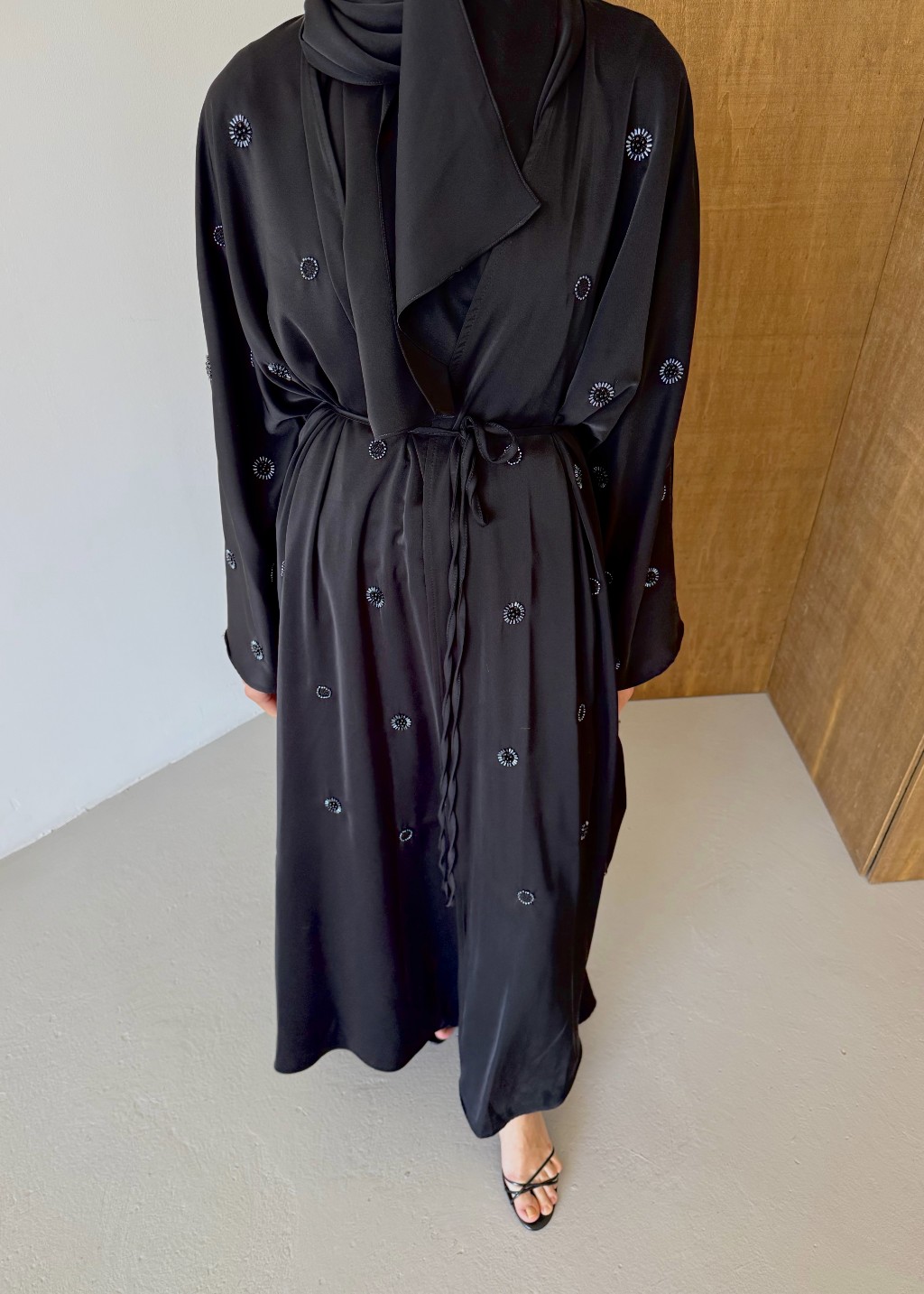 Naira Abaya Siyah Küçük Desen 