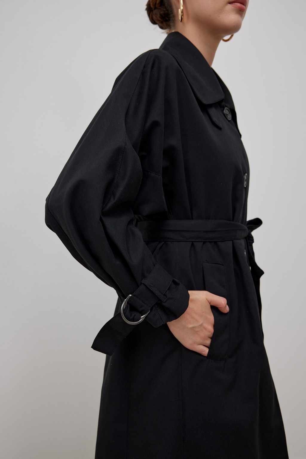 Oversize Trençkot Siyah