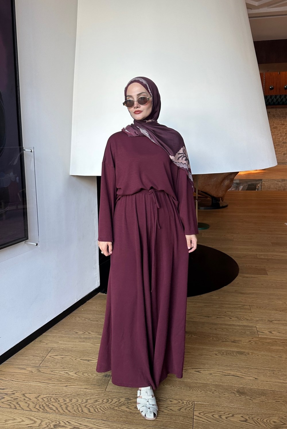 Pantolon Etekli Takım Bordo