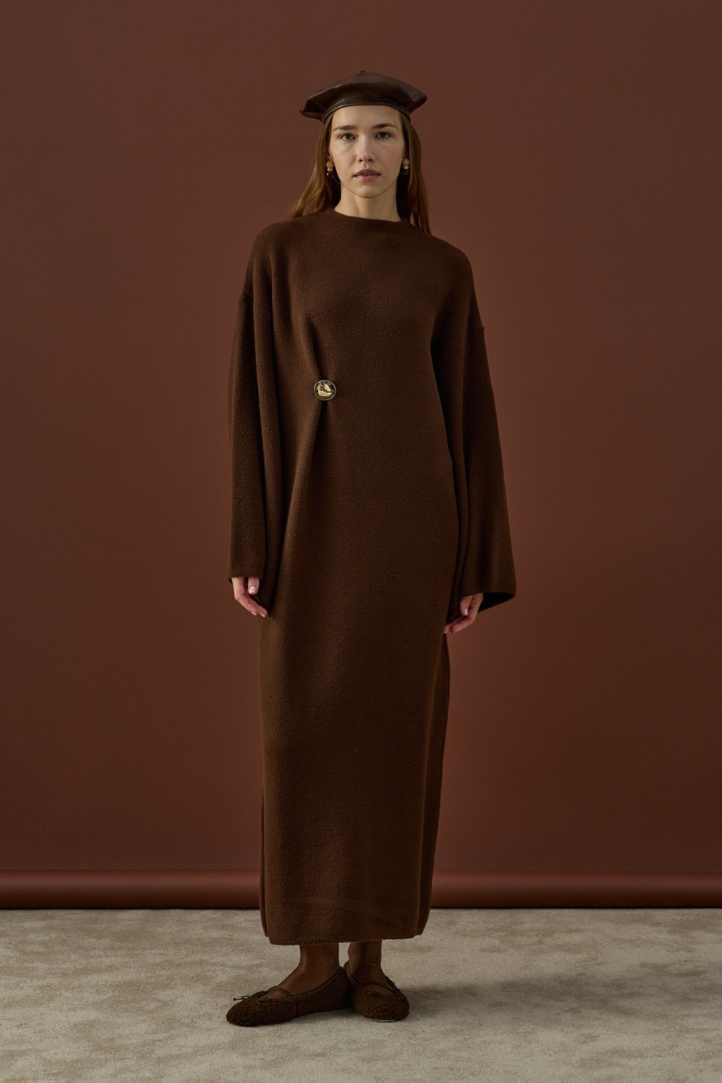 Soft Triko Elbise Kahve 