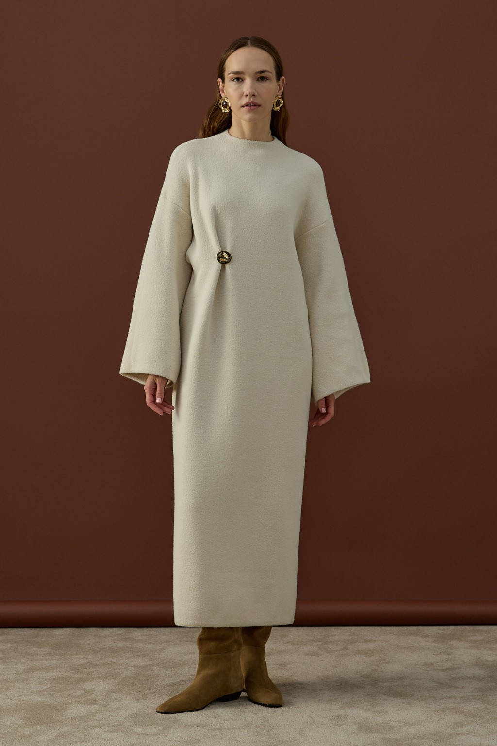 Soft Triko Elbise Krem