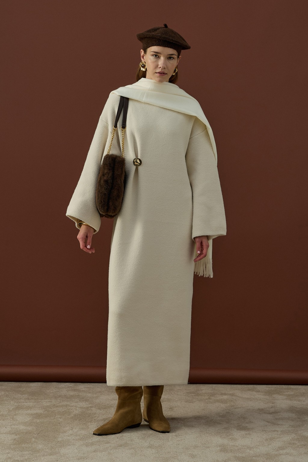 Soft Triko Elbise Krem